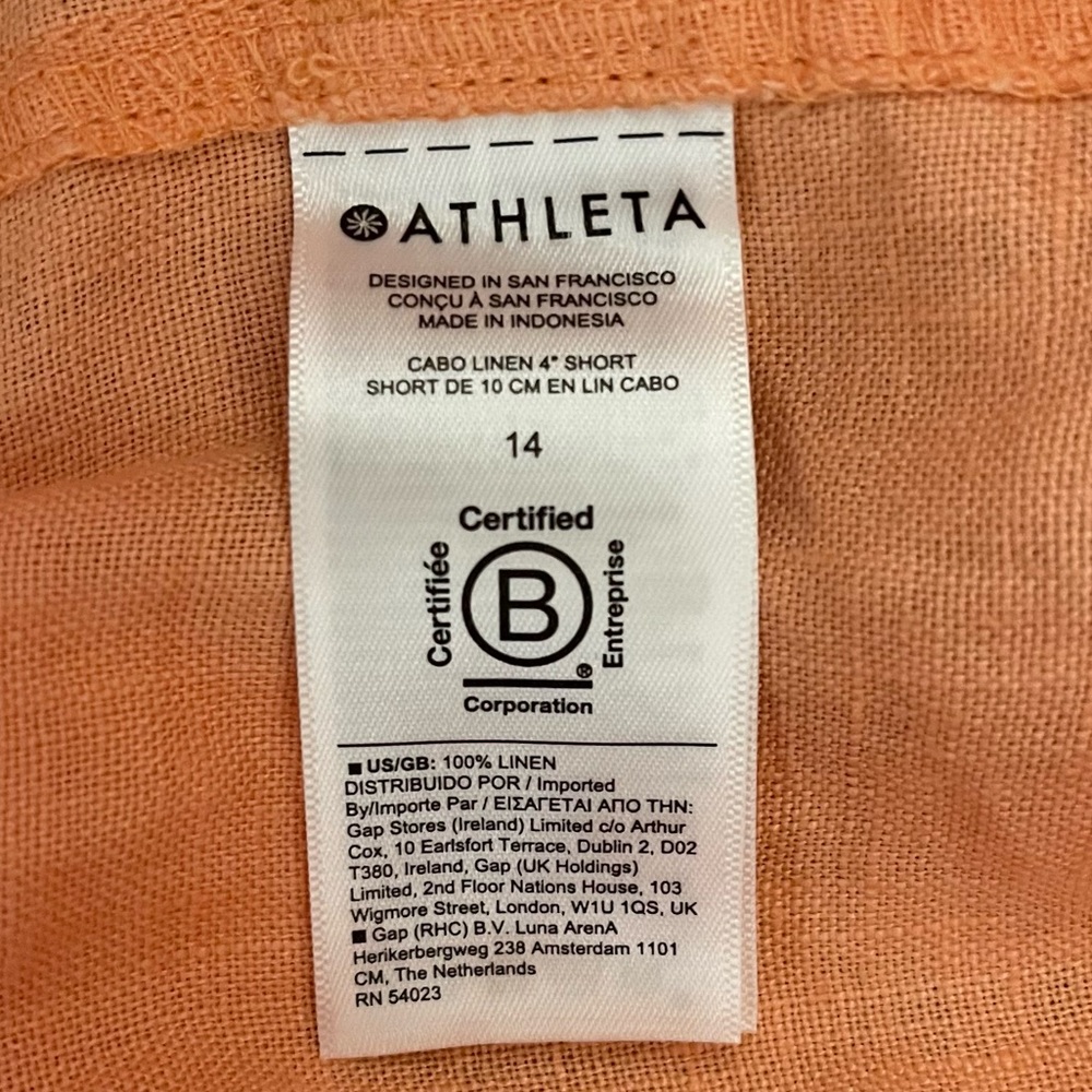 NWT Athleta Cabo 4" Linen Drawstring Shorts Cactus Peach 14 - Picture 9 of 11